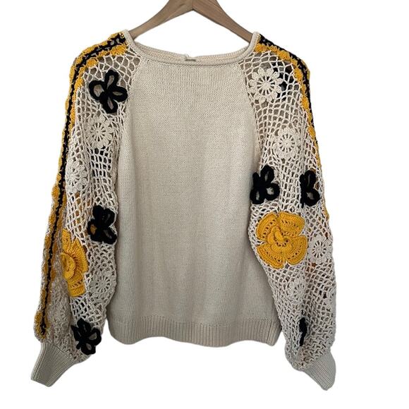 Stella Pardo Paris Lisa Sweater Hand Made Open Flower Crochet Size XS/Small $405 - Picture 4 of 15